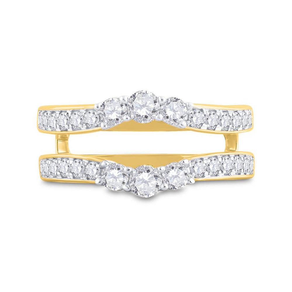 14kt Yellow Gold Womens Round Diamond Wedding Wrap Ring Guard Enhancer 1 Cttw