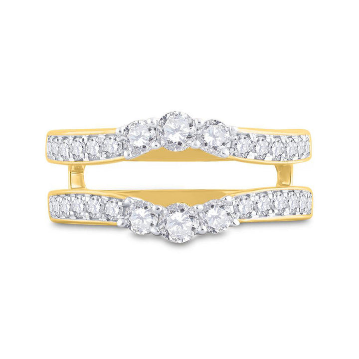 14kt Yellow Gold Womens Round Diamond Wedding Wrap Ring Guard Enhancer 1 Cttw