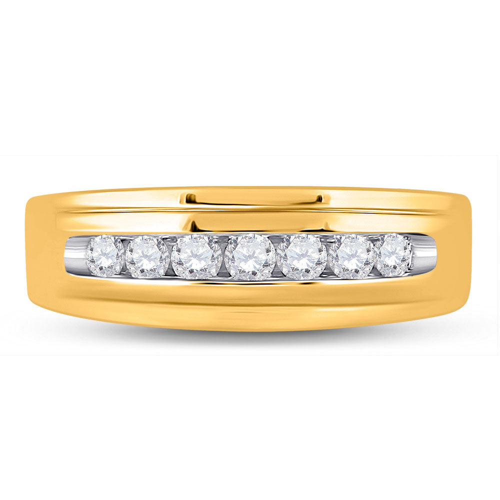 10kt Yellow Gold Mens Round Diamond Wedding Single Row Band Ring 1/2 Cttw