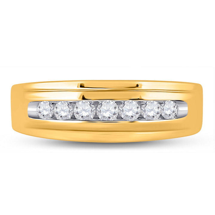 10kt Yellow Gold Mens Round Diamond Wedding Single Row Band Ring 1/2 Cttw