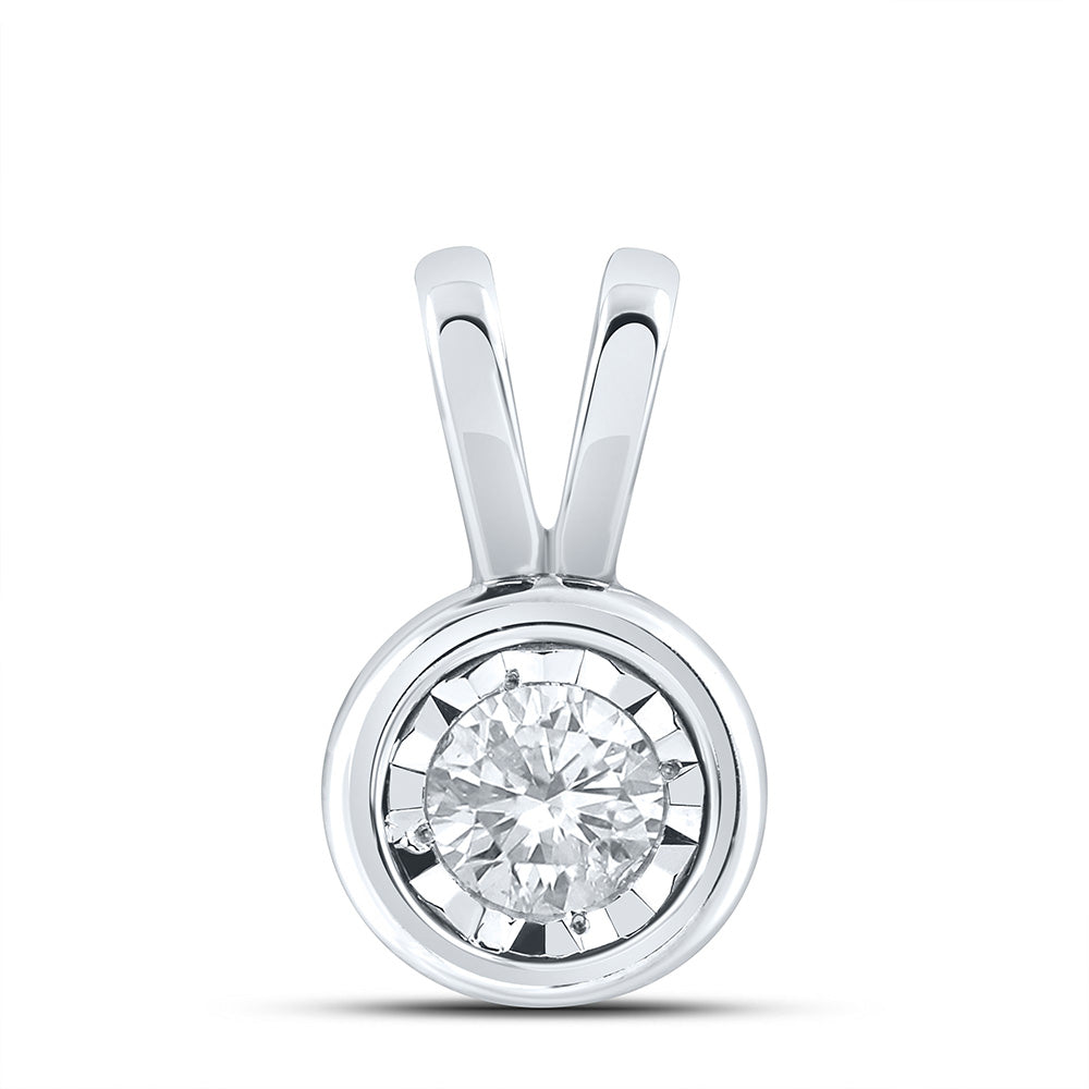 10kt White Gold Womens Round Diamond Solitaire Pendant 1/4 Cttw