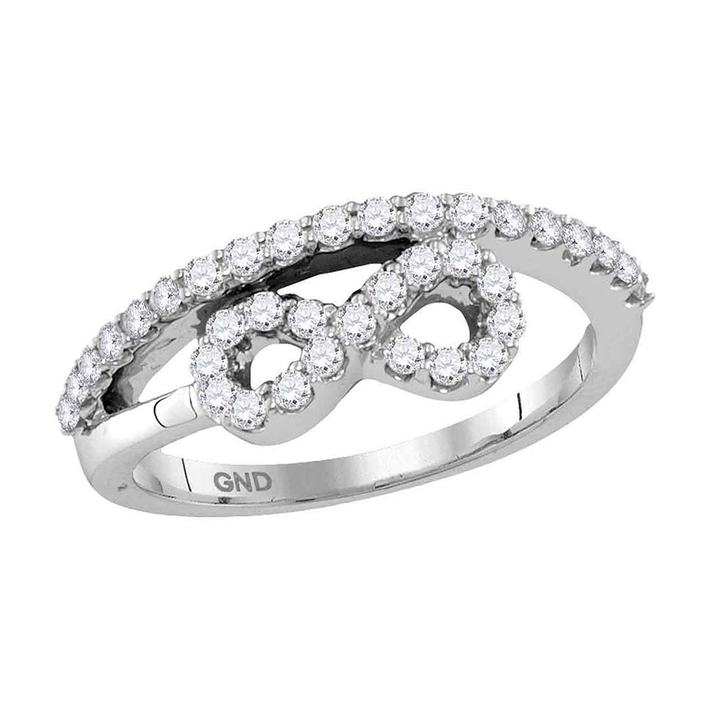 10kt White Gold Womens Round Diamond Woven Infinity Band Ring 1/2 Cttw