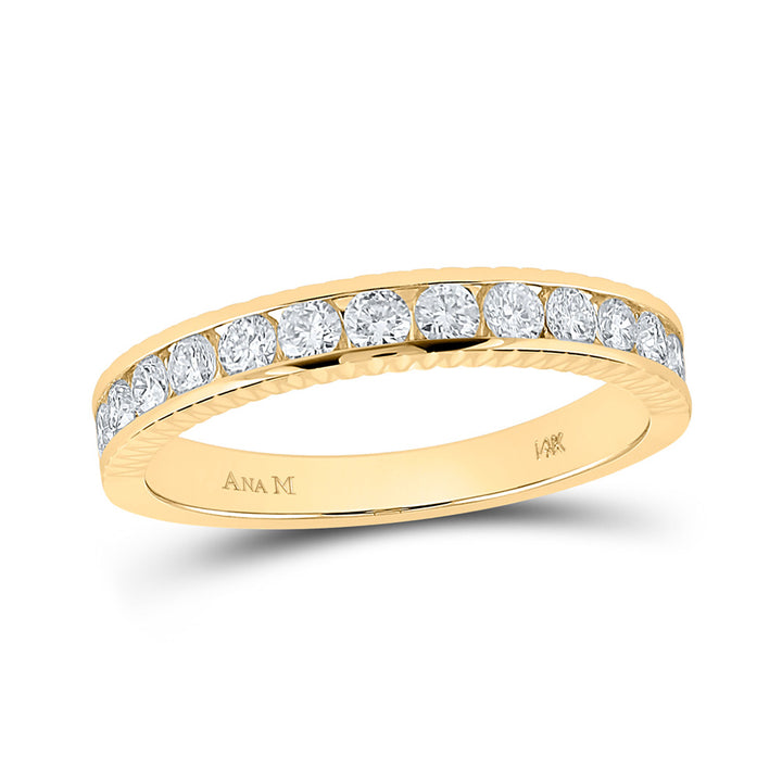 14kt Yellow Gold Womens Round Diamond Wedding Anniversary Band 1/2 Cttw