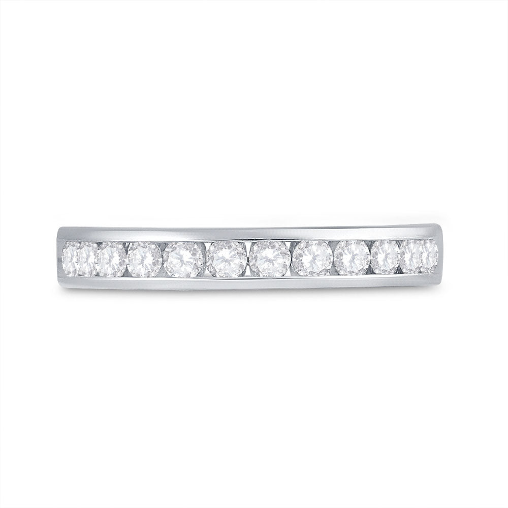 14kt White Gold Womens Round Diamond Wedding Band 1/2 Cttw