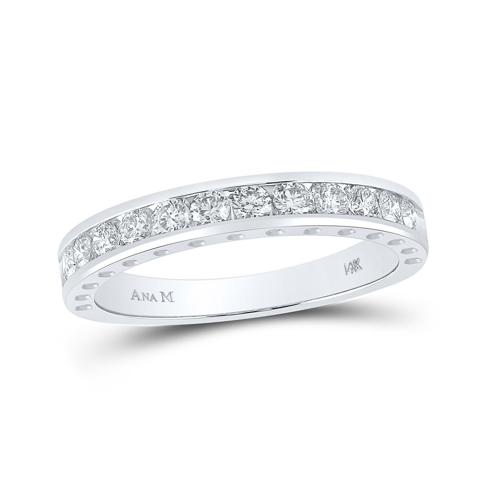 14kt White Gold Womens Round Diamond Wedding Band 1/2 Cttw