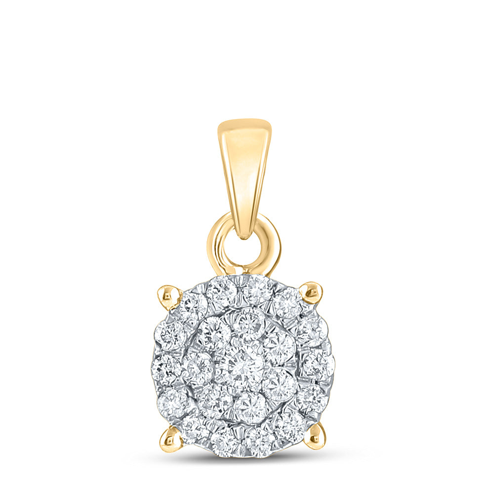 10kt Yellow Gold Womens Round Diamond Cluster Pendant 1/2 Cttw