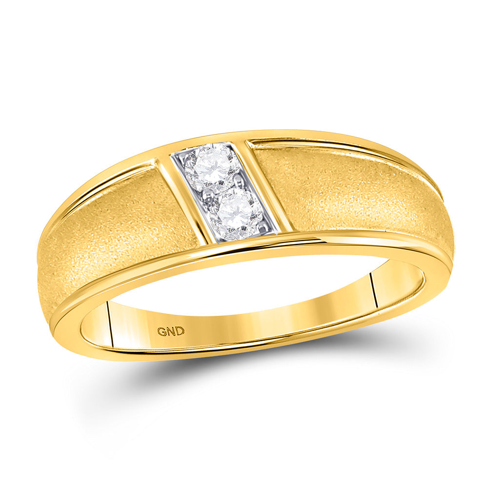 10kt Yellow Gold Womens Round Diamond Band Ring 1/5 Cttw