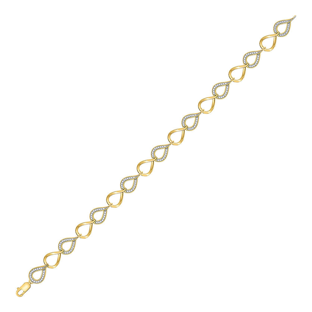 10kt Yellow Gold Womens Round Diamond Link Fashion Bracelet 1/2 Cttw