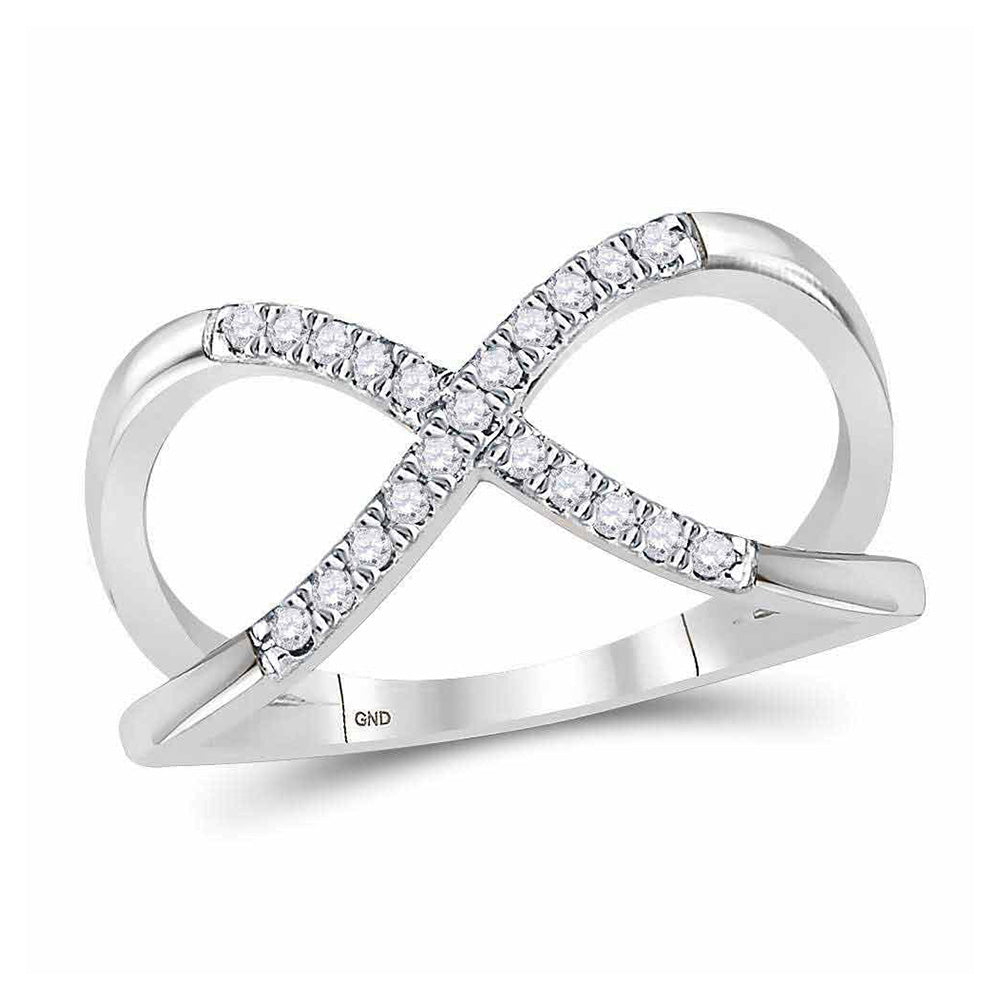 10kt White Gold Womens Round Diamond Split-shank Infinity Ring 1/6 Cttw