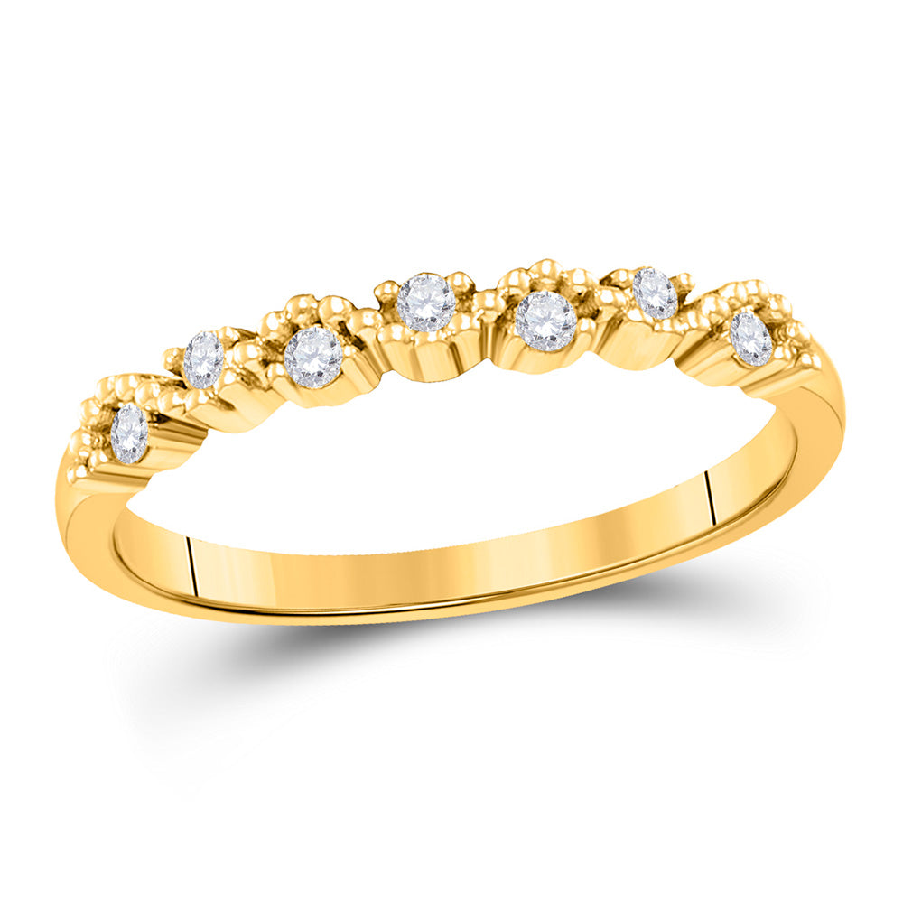 10kt Yellow Gold Womens Round Diamond Stackable Band Ring 1/8 Cttw