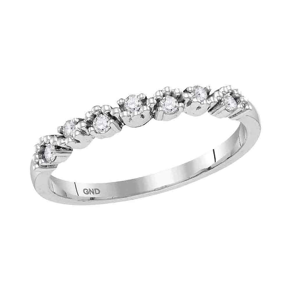 10kt White Gold Womens Round Diamond Stackable Band Ring 1/8 Cttw