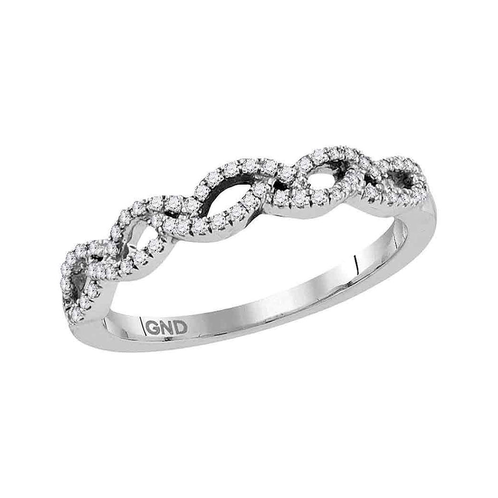 10kt White Gold Womens Round Diamond Woven Band Ring 1/5 Cttw