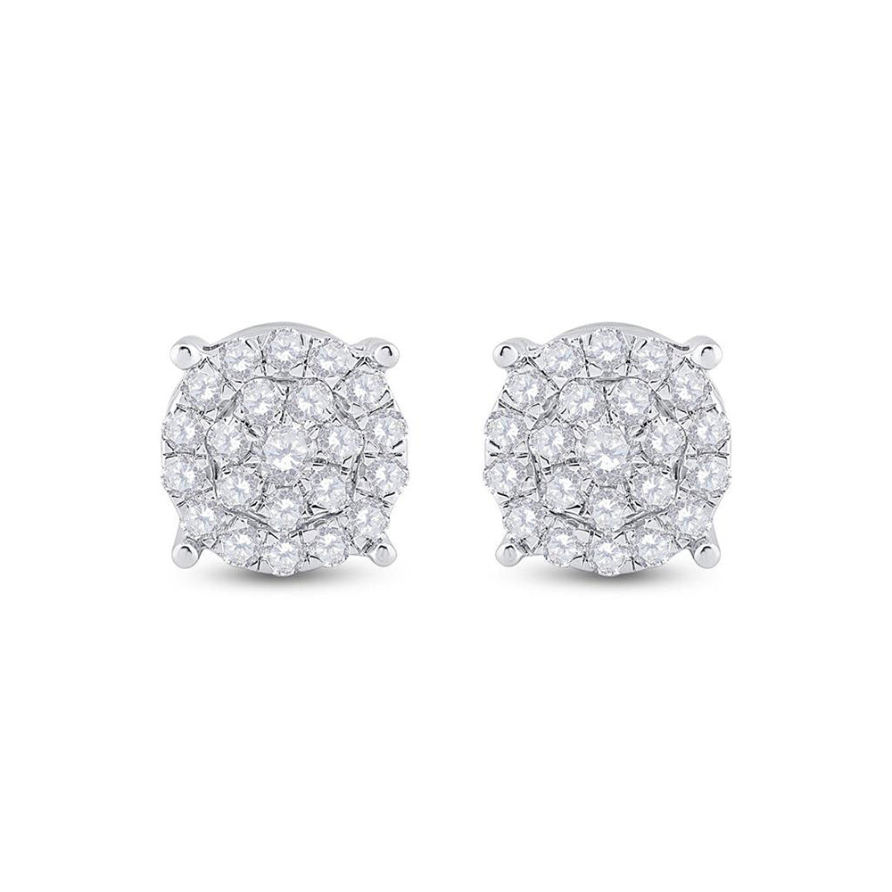 10kt White Gold Womens Round Diamond Cluster Earrings 1-1/2 Cttw