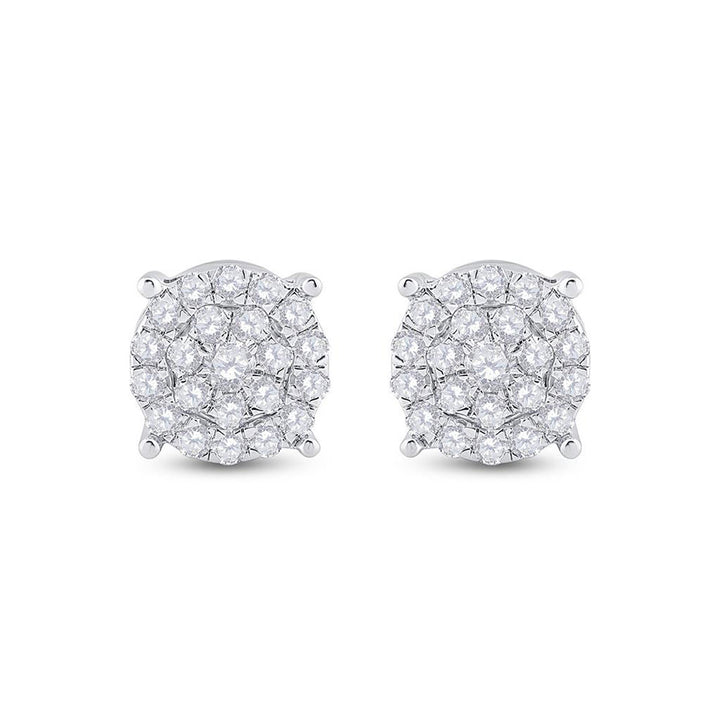 10kt White Gold Womens Round Diamond Cluster Earrings 1-1/2 Cttw