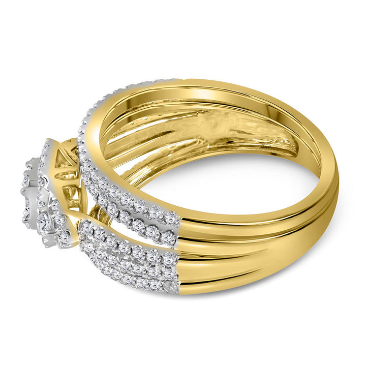 14kt Yellow Gold Baguette Diamond Bridal Wedding Ring Band Set 1 Cttw