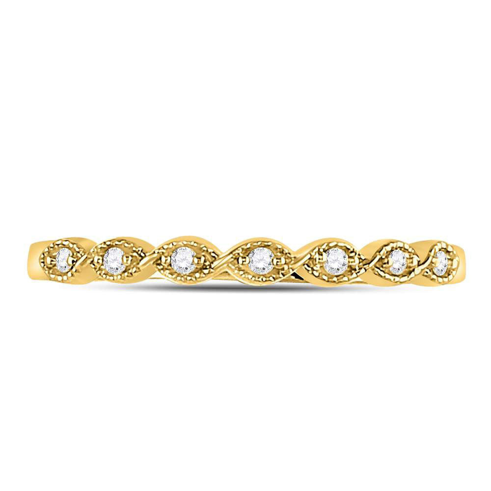 14kt Yellow Gold Womens Round Diamond Classic Stackable Band Ring 1/20 Cttw