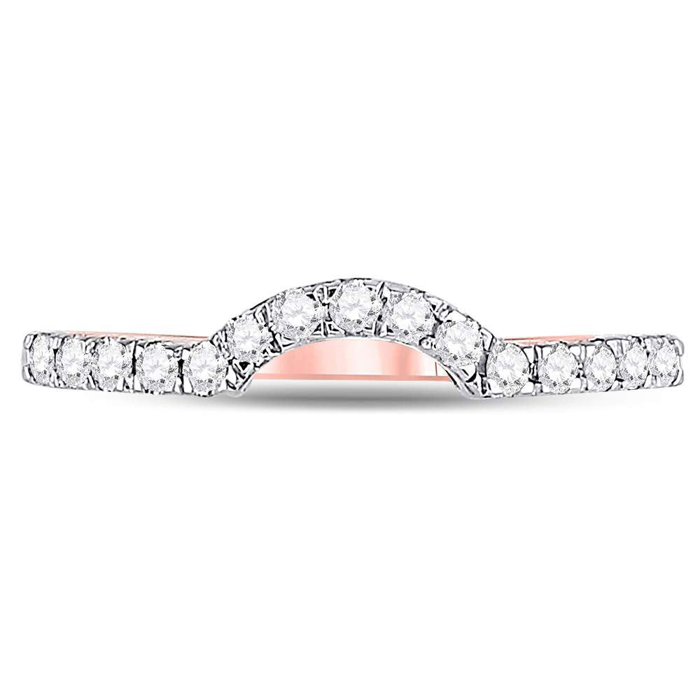 14kt Rose Gold Womens Round Diamond Contoured Wedding Enhancer Band Ring 1/4 Cttw