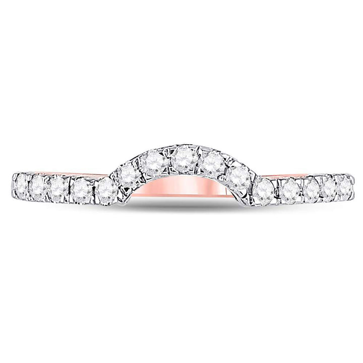 14kt Rose Gold Womens Round Diamond Contoured Wedding Enhancer Band Ring 1/4 Cttw