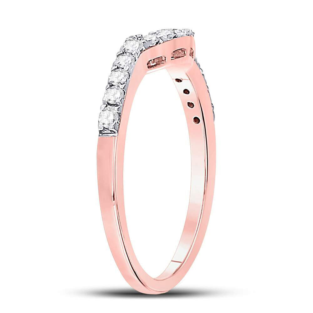 14kt Rose Gold Womens Round Diamond Contoured Wedding Enhancer Band Ring 1/4 Cttw