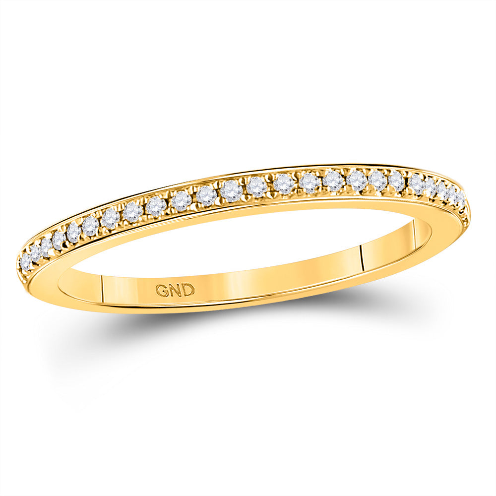 10kt Yellow Gold Womens Round Diamond Anniversary Stackable Band Ring 1/8 Cttw