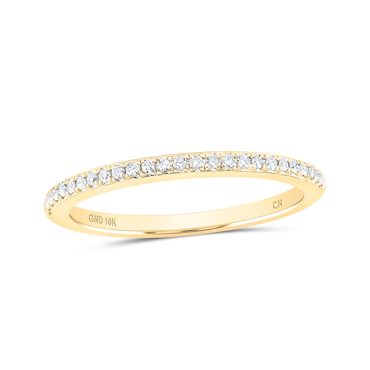 10kt Yellow Gold Womens Round Diamond Anniversary Stackable Band Ring 1/8 Cttw