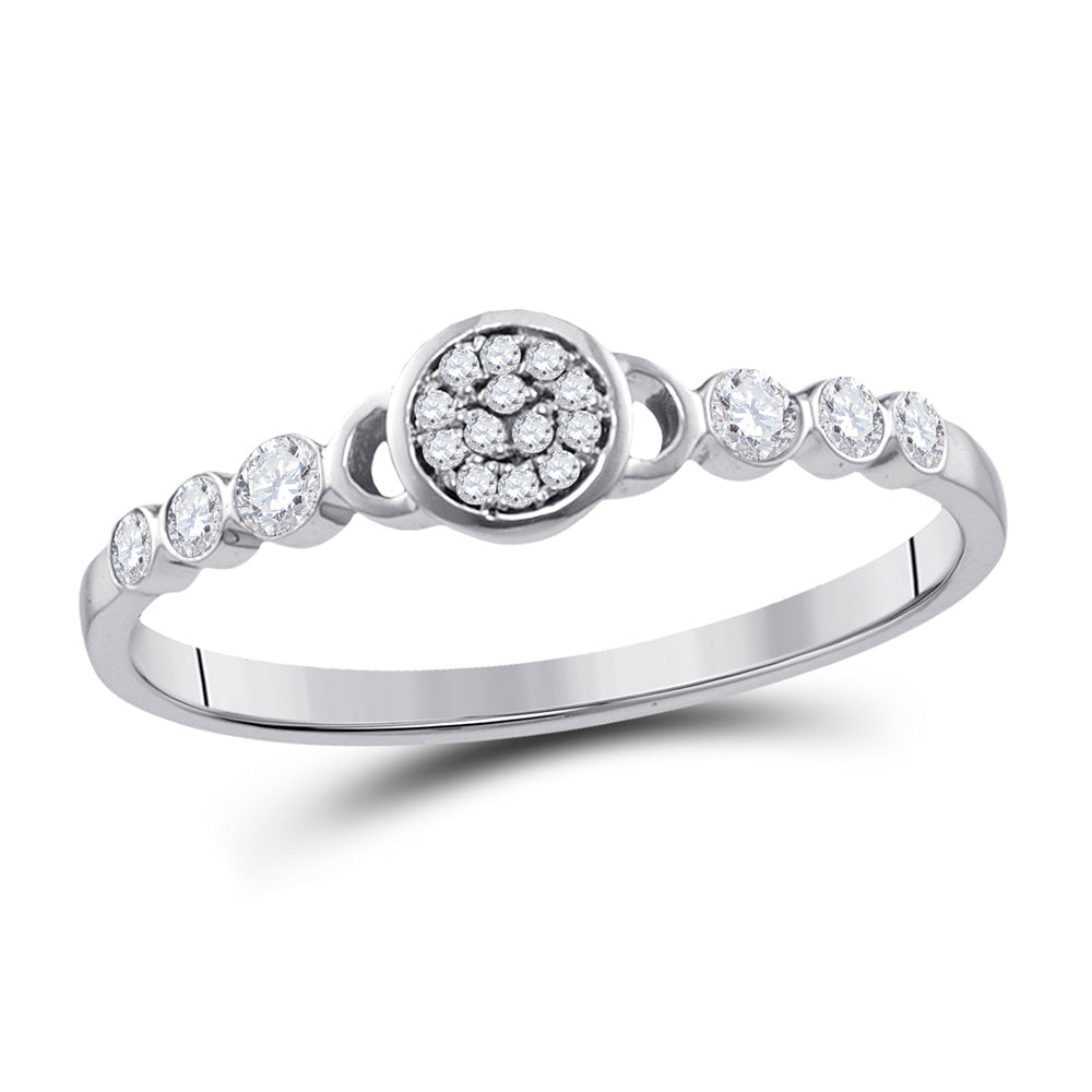 10kt White Gold Womens Round Diamond Cluster Stackable Band Ring 1/6 Cttw