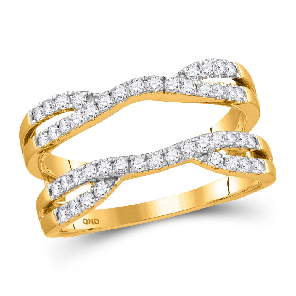 14kt Yellow Gold Womens Round Diamond Wedding Solitaire Enhancer Wedding Band 1/2 Cttw