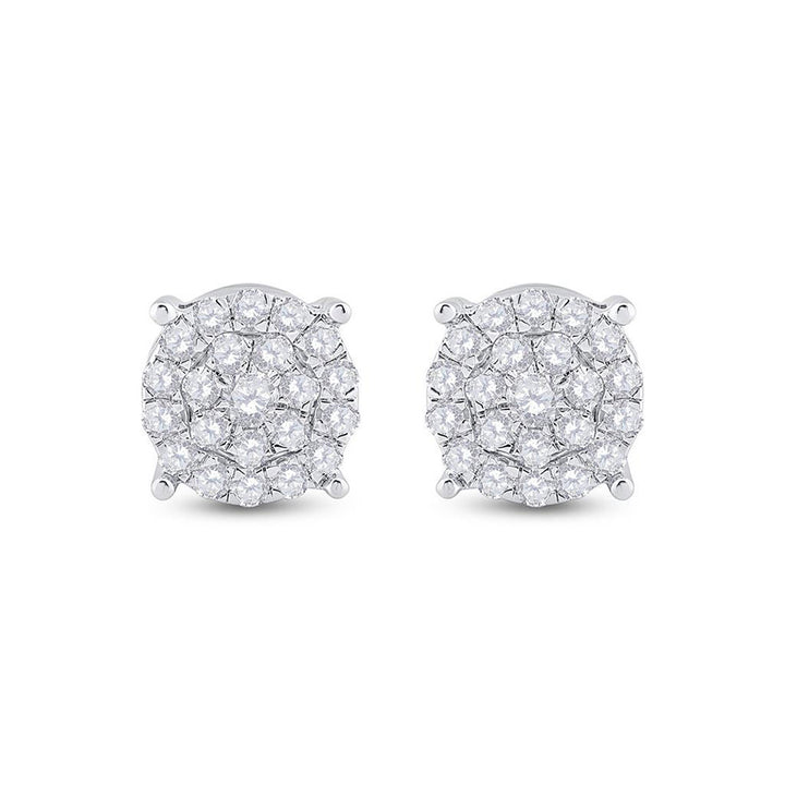 14kt White Gold Womens Round Diamond Cluster Earrings 1-1/2 Cttw