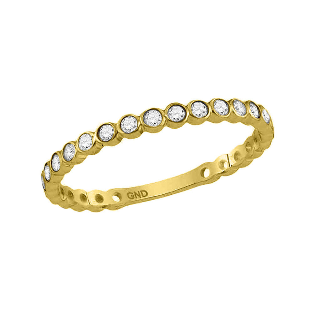 10kt Yellow Gold Womens Round Diamond Bezel Set Stackable Band Ring 1/5 Cttw