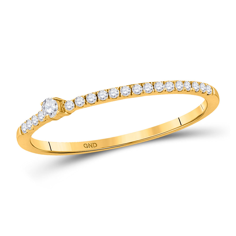 10kt Yellow Gold Womens Round Diamond Solitaire Stackable Band Ring 1/6 Cttw