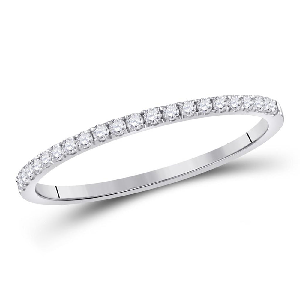 10kt White Gold Womens Round Diamond Stackable Band Ring 1/6 Cttw