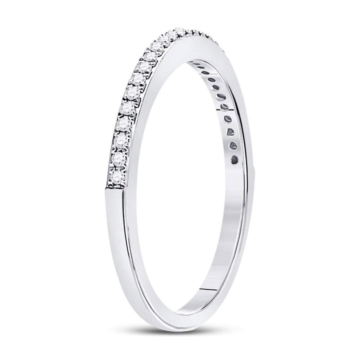 10kt White Gold Womens Round Diamond Single Row Stackable Band Ring 1/8 Cttw