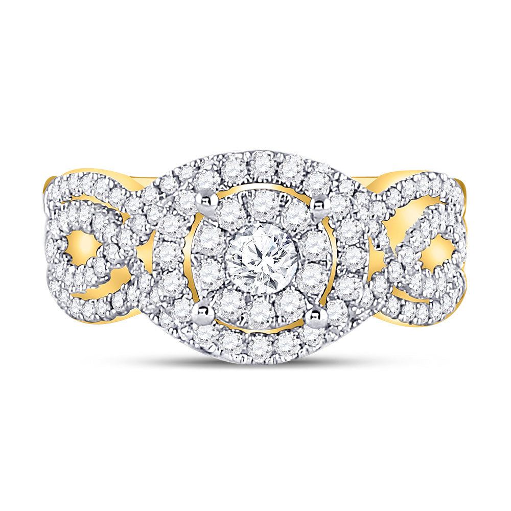 14kt Yellow Gold Round Diamond 3-Piece Bridal Wedding Ring Set 1 Cttw