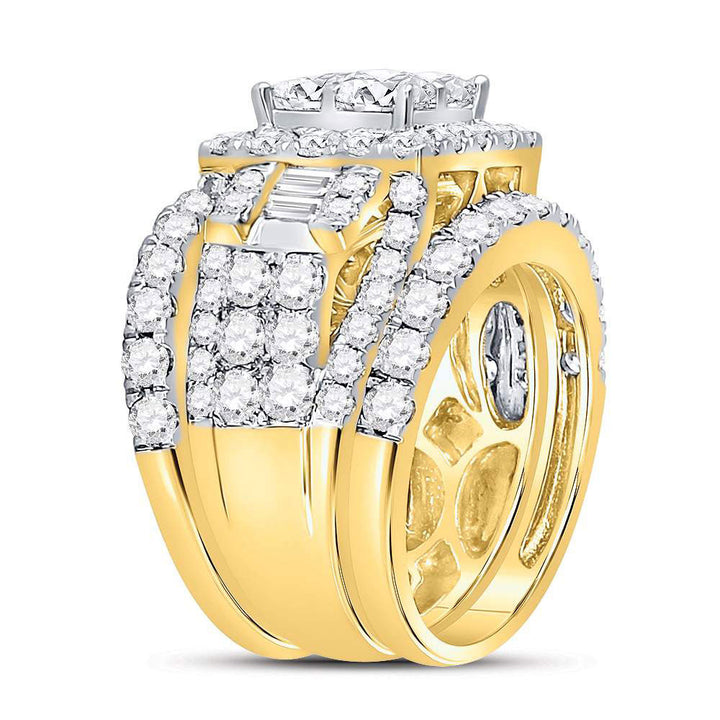 14kt Yellow Gold Princess Diamond Bridal Wedding Ring Band Set 4-1/2 Cttw