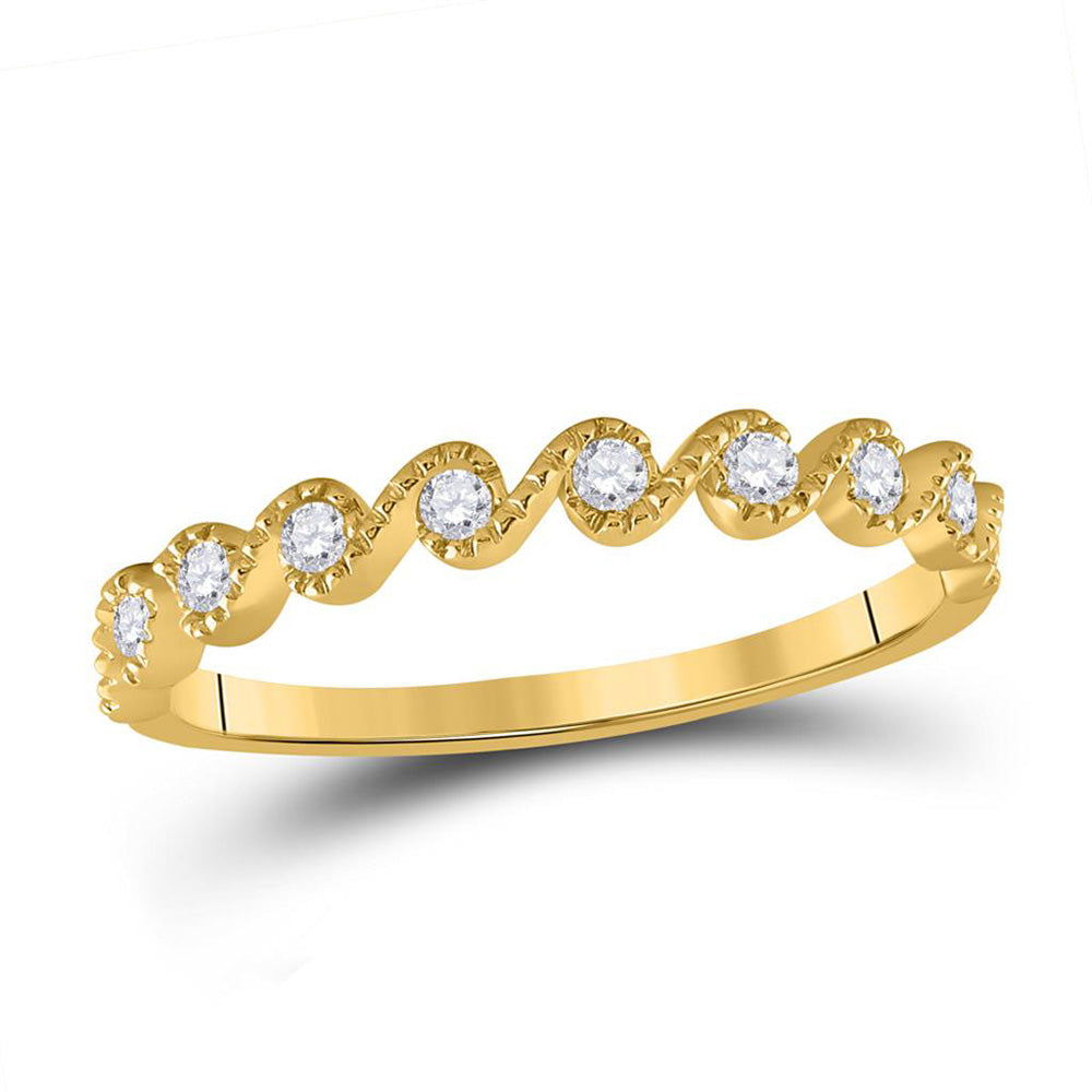 10kt Yellow Gold Womens Round Diamond Stackable Band Ring 1/6 Cttw