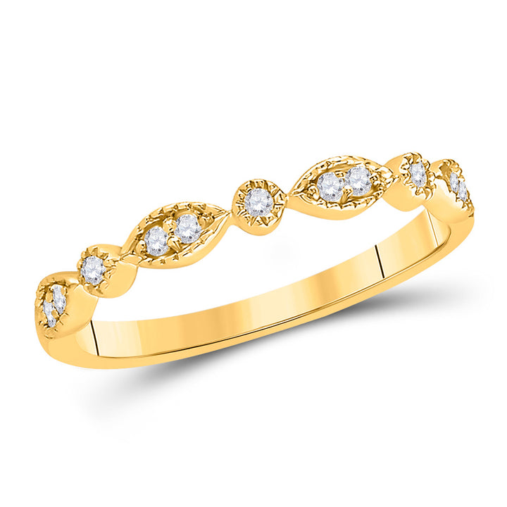 14kt Yellow Gold Womens Round Diamond Classic Stackable Band Ring 1/10 Cttw