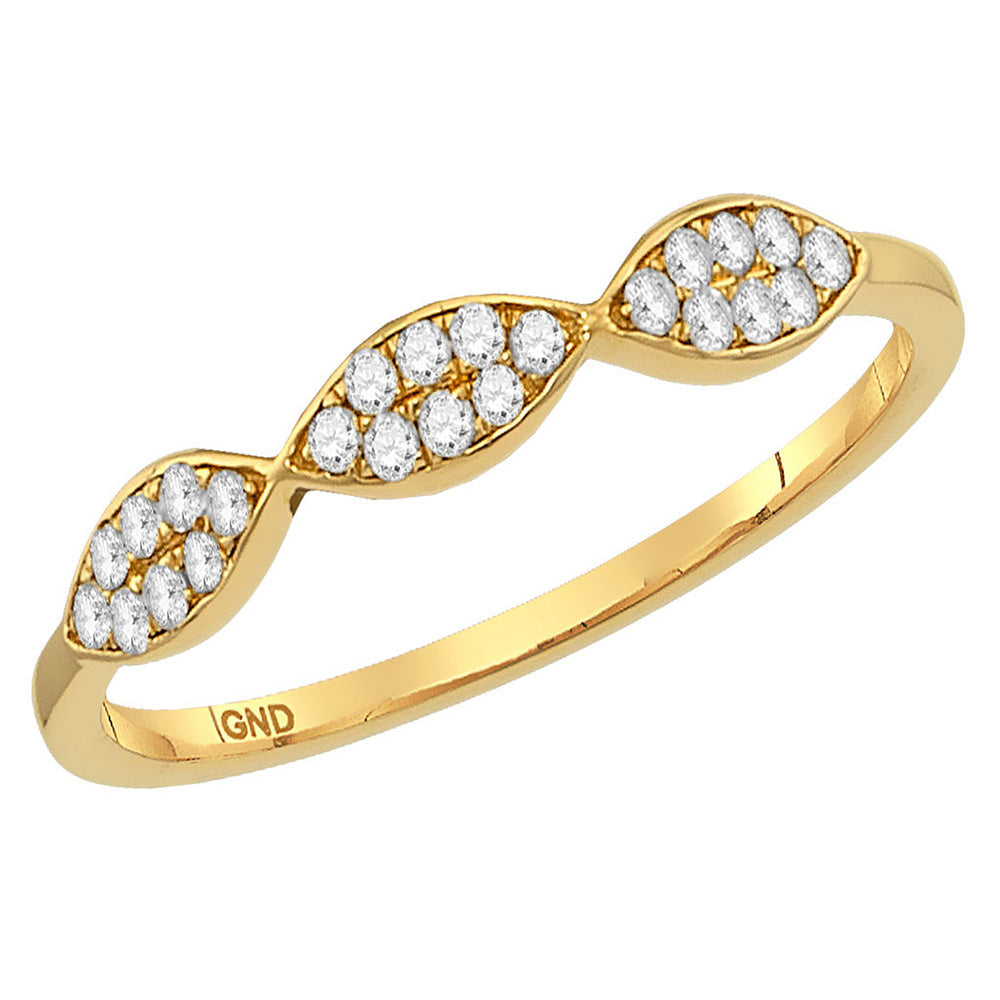 14kt Yellow Gold Womens Round Diamond Oval Stackable Band Ring 1/8 Cttw