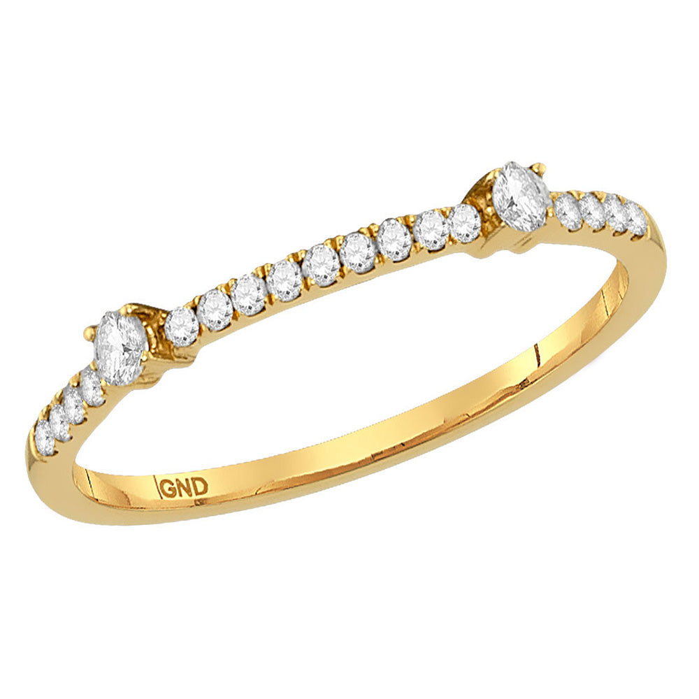 14kt Yellow Gold Womens Round Diamond Stackable Band Ring 1/6 Cttw