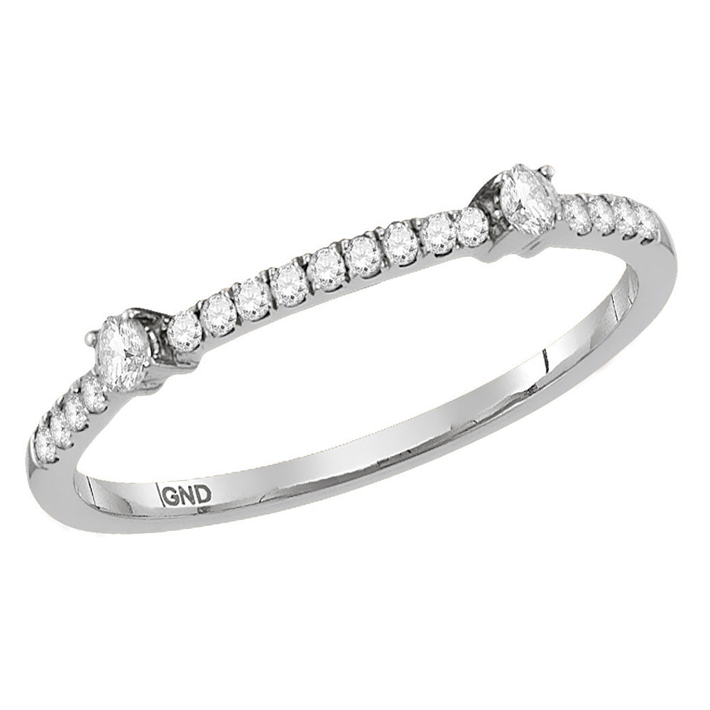 14kt White Gold Womens Round Diamond Stackable Band Ring 1/6 Cttw