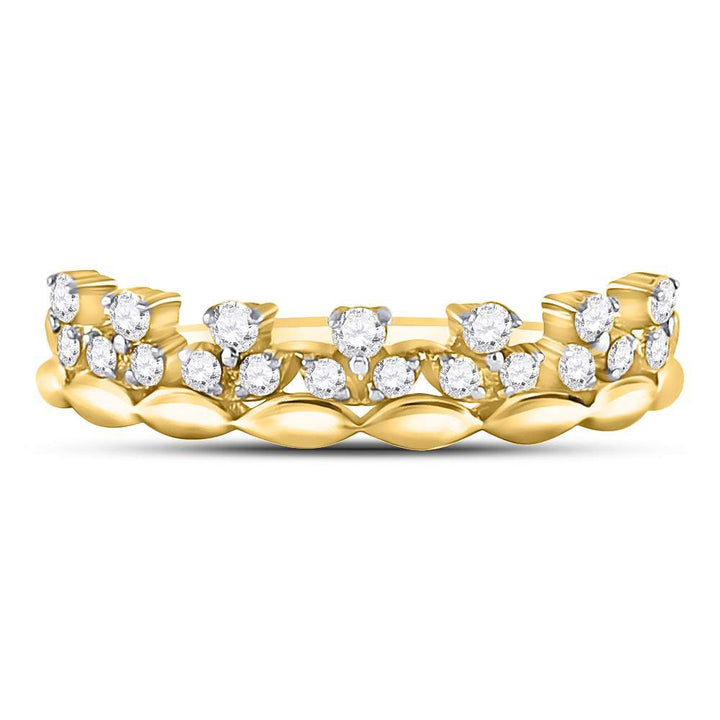 14kt Yellow Gold Womens Round Diamond Stackable Band Ring 1/4 Cttw