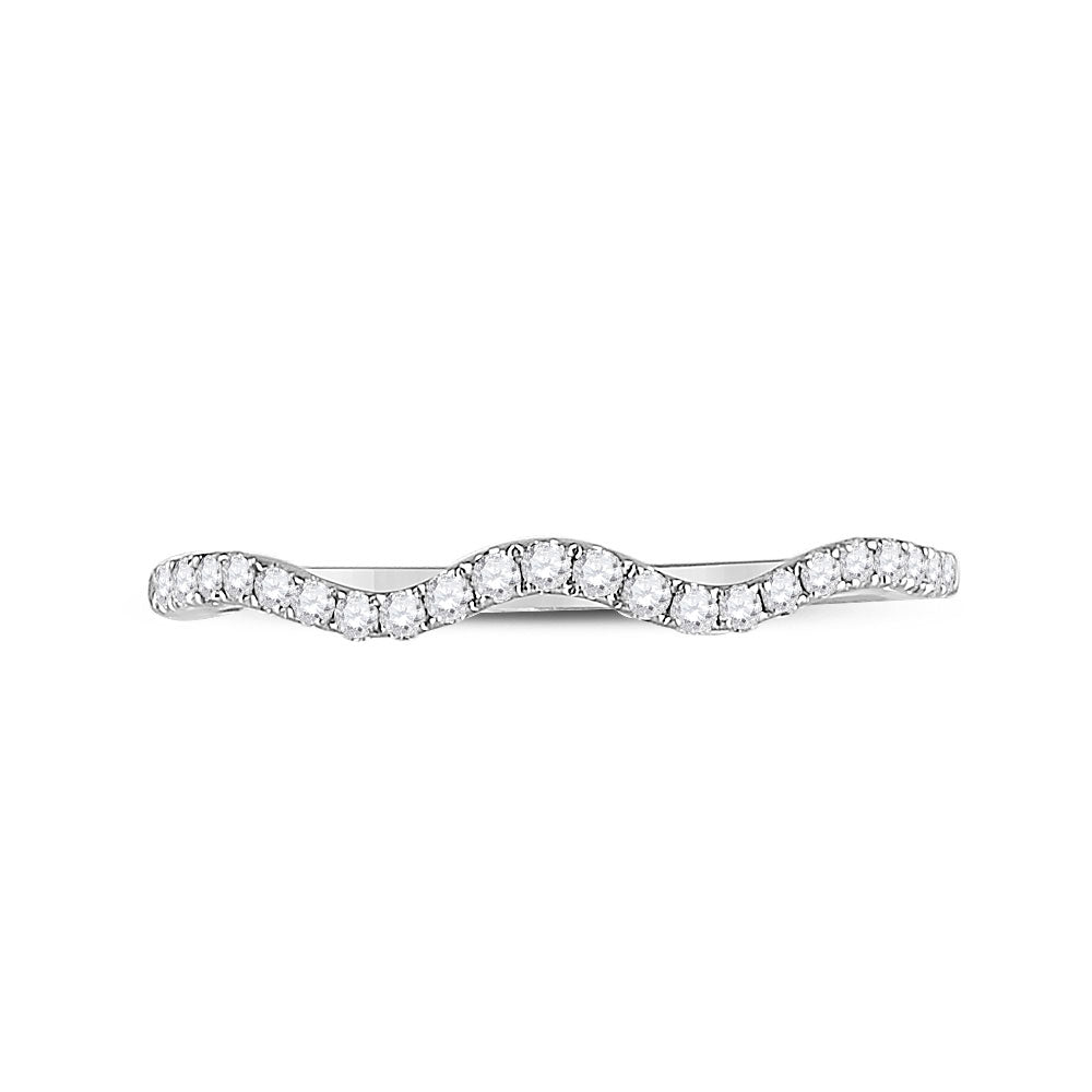 10kt White Gold Womens Round Diamond Contoured Stackable Band Ring 1/5 Cttw