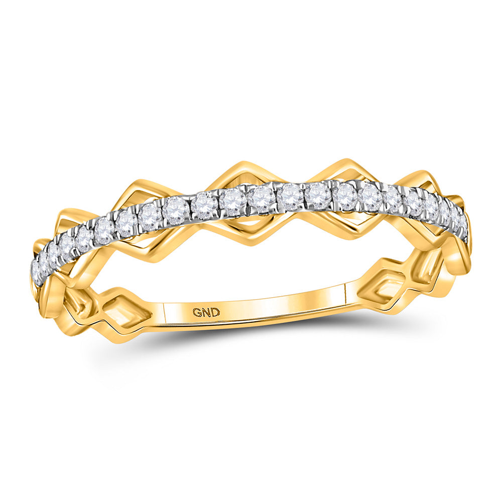 10kt Yellow Gold Womens Round Diamond Link Stackable Band Ring 1/5 Cttw