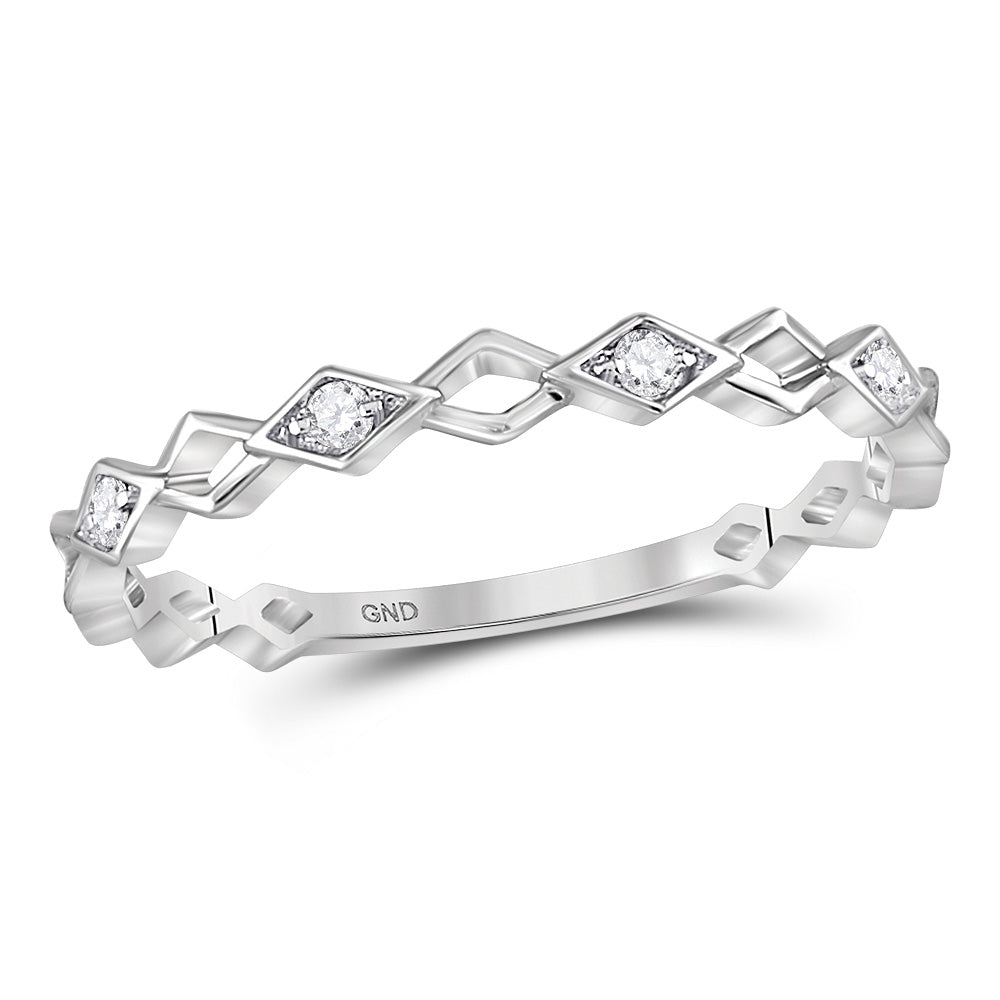 10kt White Gold Womens Round Diamond Stackable Band Ring 1/20 Cttw