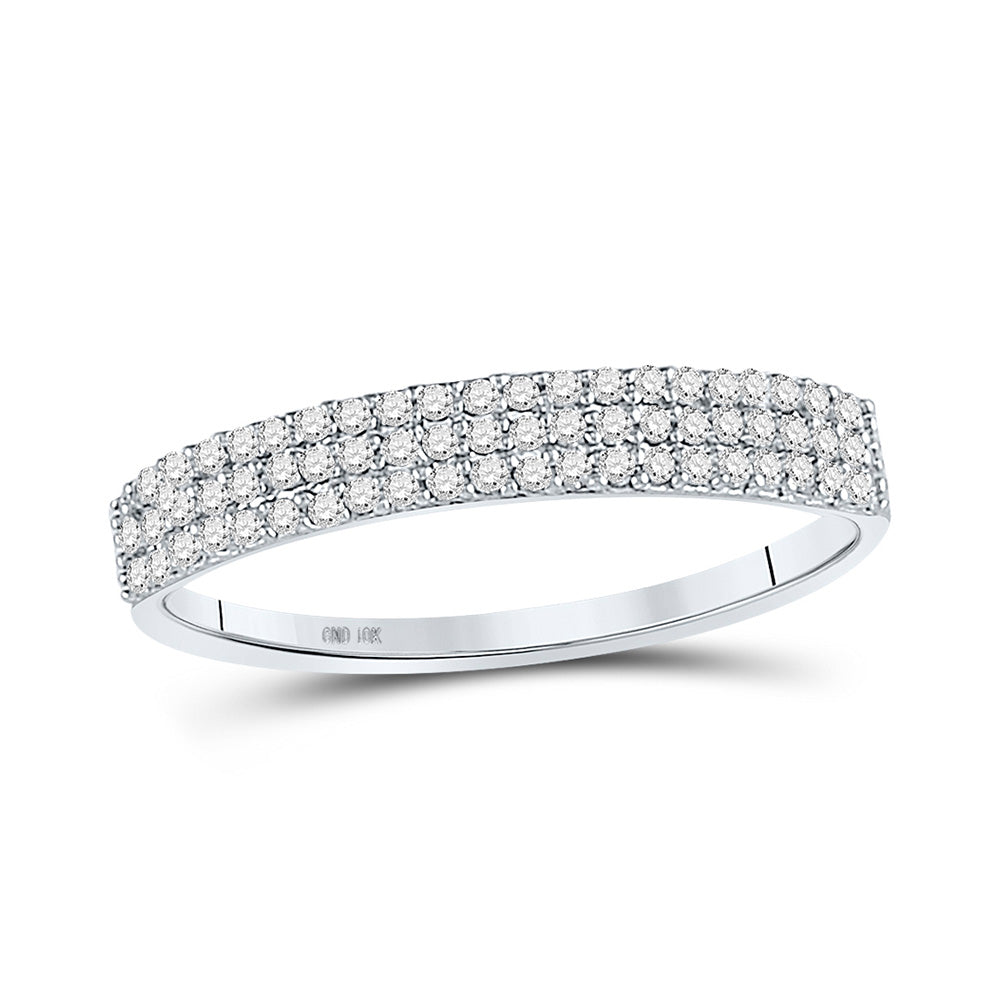 10kt White Gold Womens Round Diamond Band Ring 1/5 Cttw