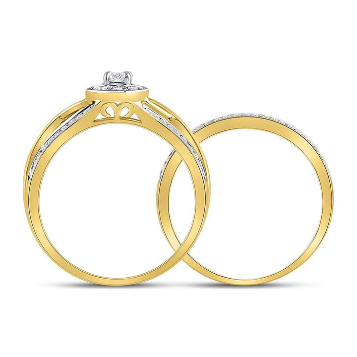 10kt Yellow Gold Round Diamond Bridal Wedding Ring Band Set 1/2 Cttw