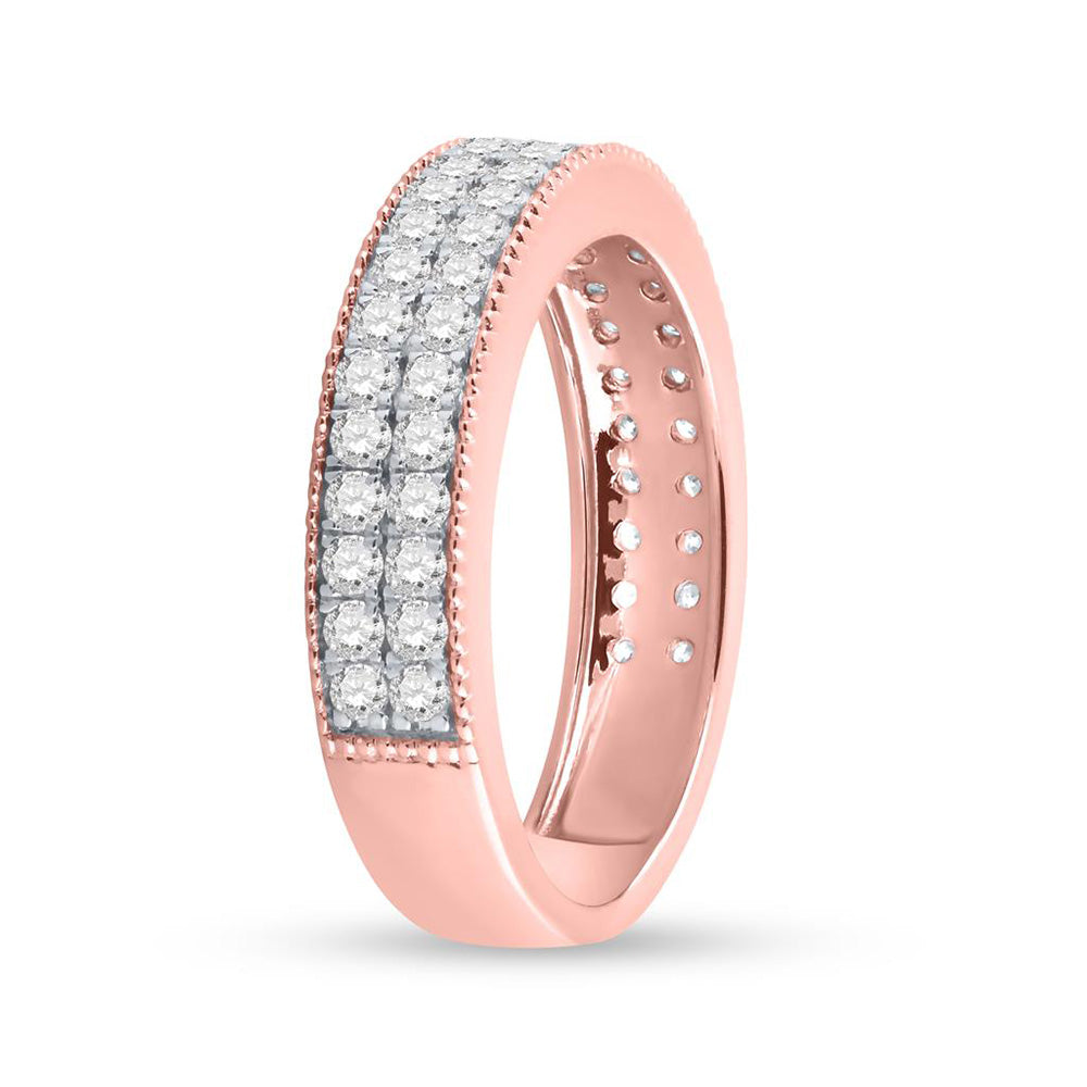 14kt Rose Gold Womens Round Diamond Band Ring 7/8 Cttw