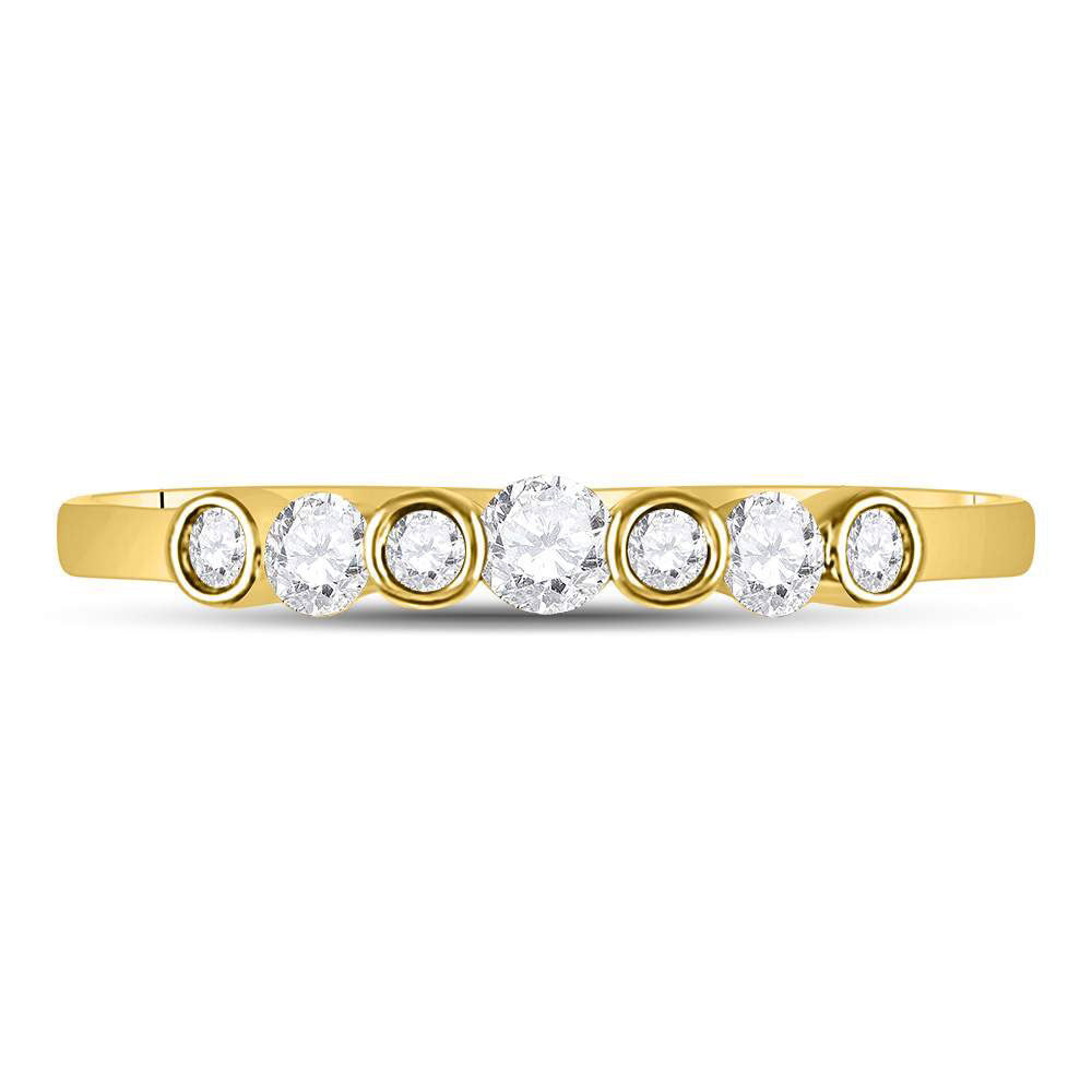 10kt Yellow Gold Womens Round Diamond Bezel Stackable Band Ring 1/4 Cttw