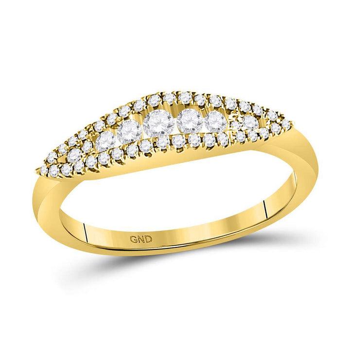 14kt Yellow Gold Womens Round Diamond Fashion Band Ring 3/8 Cttw