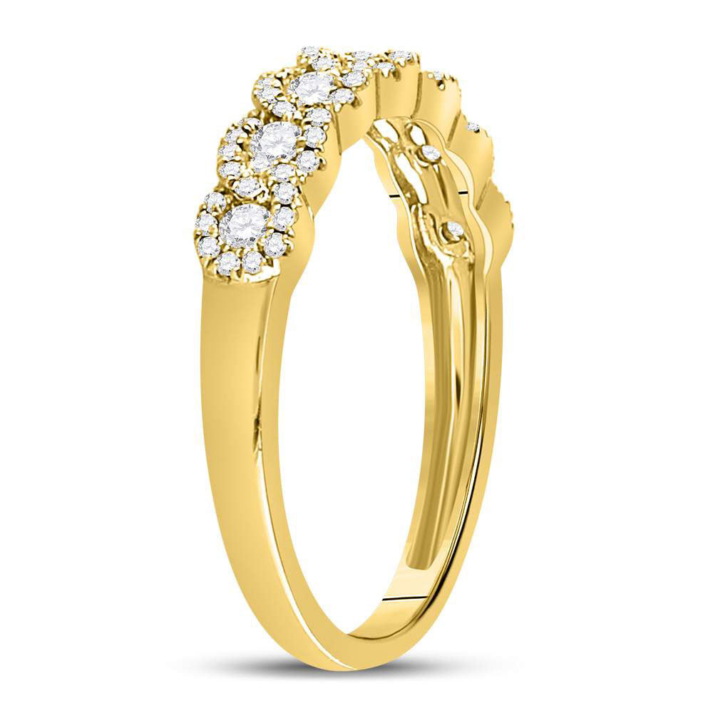 14kt Yellow Gold Womens Round Diamond Anniversary Band Ring 1/2 Cttw