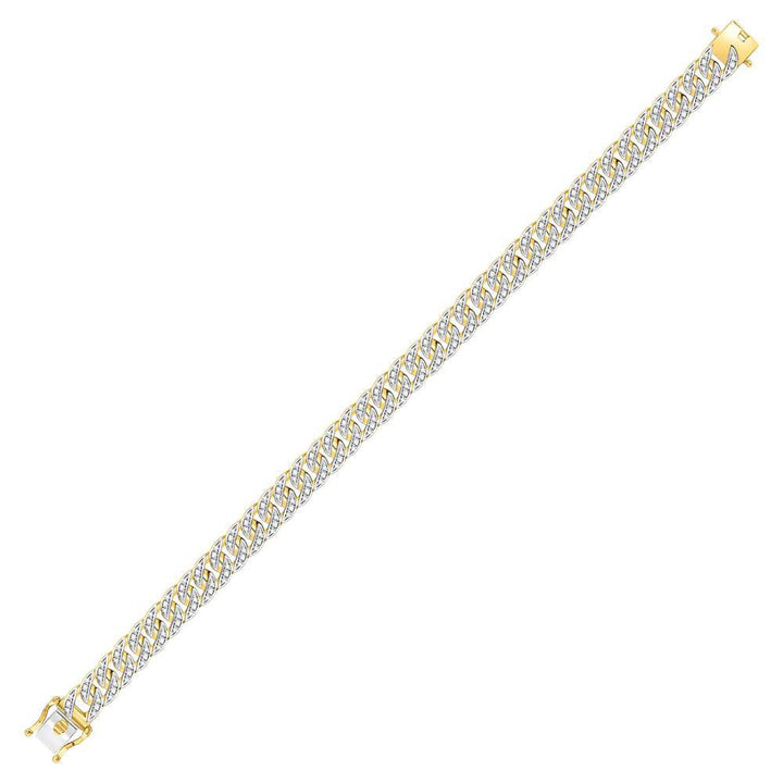 10kt Yellow Gold Mens Round Diamond Cuban Link Bracelet 1-3/4 Cttw